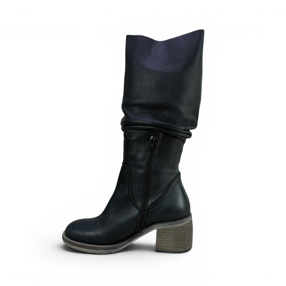 Free People Essential Tall Slouch Boot Womens 7 EU 37 Black Leather Zip Spain - Picture 3 of 16
